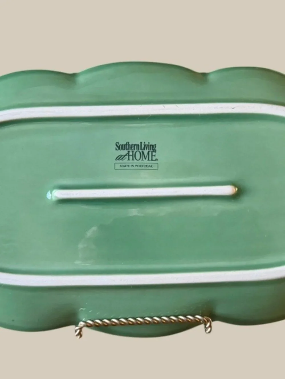 Southern Living at Home Verde Green Ruffled Fluted Platter Portugal 15.75